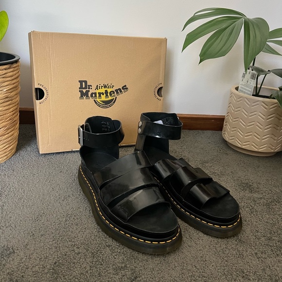 Dr. Martens | Shoes | Dr Marten Black Leather Patent Clarissa Sandals Size  43 1 9uk | Poshmark